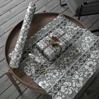 Hawaii Vintage Gray Hibiscus Tapa Pattern Wrapping Paper - Polynesian Pride