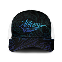 Aotearoa New Zealand Baseball Net Cap Koru Fern Blue Gradient LT05 One Size White Blue - Polynesian Pride