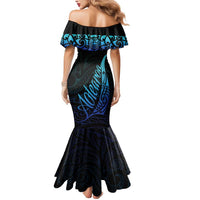 Aotearoa New Zealand Mermaid Dress Koru Fern Blue Gradient