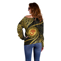 Polynesia Off Shoulder Sweater With Hindu Om Symbol LT05 - Polynesian Pride