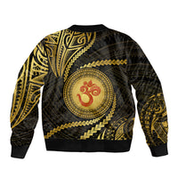 Polynesia Sleeve Zip Bomber Jacket With Hindu Om Symbol LT05 - Polynesian Pride