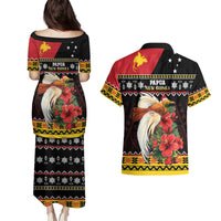 Papua New Guinea Christmas Couples Matching Puletasi and Hawaiian Shirt Bird Of Paradise Hamamas Krismas