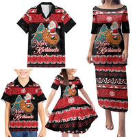 New Zealand Christmas Family Matching Puletasi and Hawaiian Shirt Funny Santa Riding Kiwi Meri Kirihimete