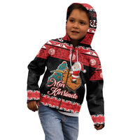 New Zealand Christmas Kid Hoodie Funny Santa Riding Kiwi Meri Kirihimete