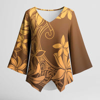 Tiare Tahiti Kimono Sleeve Blouse Brown Polynesia Motifs - Polynesian Pride