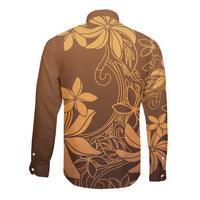 Tiare Tahiti Long Sleeve Button Shirt Brown Polynesia Motifs - Polynesian Pride