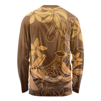 Tiare Tahiti Long Sleeve Shirt Brown Polynesia Motifs - Polynesian Pride