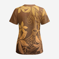 Tiare Tahiti Scrub Top Brown Polynesia Motifs LT05 - Polynesian Pride