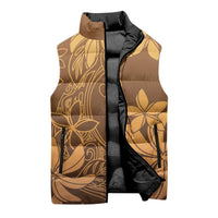Tiare Tahiti Sleeveless Puffer Jacket Brown Polynesia Motifs - Polynesian Pride