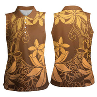 Tiare Tahiti Women Sleeveless Polo Shirt Brown Polynesia Motifs - Polynesian Pride