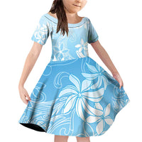 Tiare Tahiti Family Matching Off Shoulder Short Dress and Hawaiian Shirt Blue Polynesia Motifs - Polynesian Pride