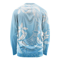 Tiare Tahiti Long Sleeve Shirt Blue Polynesia Motifs - Polynesian Pride