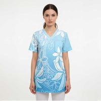 Tiare Tahiti Scrub Top Blue Polynesia Motifs LT05 - Polynesian Pride