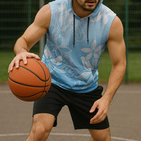 Tiare Tahiti Sleeveless Hoodie Blue Polynesia Motifs - Polynesian Pride