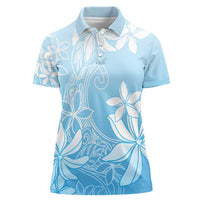 Tiare Tahiti Women Polo Shirt Blue Polynesia Motifs - Polynesian Pride