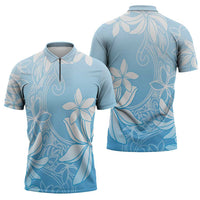 Tiare Tahiti Zipper Polo Shirt Blue Polynesia Motifs LT05 - Polynesian Pride