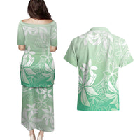 Tiare Tahiti Couples Matching Puletasi and Hawaiian Shirt Matcha Polynesia Motifs - Polynesian Pride