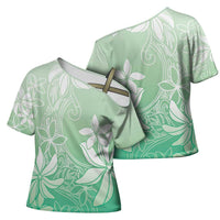 Tiare Tahiti Cross Shoulder Shirt Matcha Polynesia Motifs - Polynesian Pride
