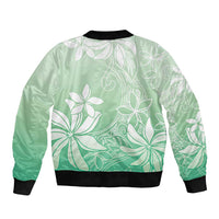 Tiare Tahiti Sleeve Zip Bomber Jacket Matcha Polynesia Motifs - Polynesian Pride