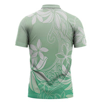 Tiare Tahiti Zipper Polo Shirt Matcha Polynesia Motifs LT05 - Polynesian Pride
