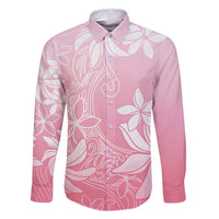 Tiare Tahiti Family Matching Off Shoulder Short Dress and Hawaiian Shirt Pink Polynesia Motifs - Polynesian Pride