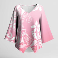 Tiare Tahiti Kimono Sleeve Blouse Pink Polynesia Motifs - Polynesian Pride