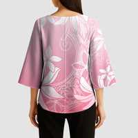 Tiare Tahiti Kimono Sleeve Blouse Pink Polynesia Motifs - Polynesian Pride