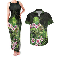 New Zealand Aotearoa Kakapo Couples Matching Tank Maxi Dress and Hawaiian Shirt Maori Pattern With Manuka Galaxy Style - Polynesian Pride