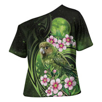 New Zealand Aotearoa Kakapo Cross Shoulder Shirt Maori Pattern With Manuka Galaxy Style - Polynesian Pride