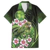 New Zealand Aotearoa Kakapo Family Matching Long Sleeve Bodycon Dress and Hawaiian Shirt Maori Pattern With Manuka Galaxy Style LT05 Dad's Shirt - Short Sleeve Green - Polynesian Pride