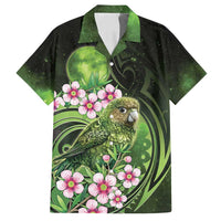 New Zealand Aotearoa Kakapo Family Matching Puletasi and Hawaiian Shirt Maori Pattern With Manuka Galaxy Style - Polynesian Pride