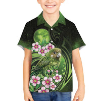 New Zealand Aotearoa Kakapo Family Matching Puletasi and Hawaiian Shirt Maori Pattern With Manuka Galaxy Style - Polynesian Pride