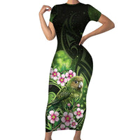 New Zealand Aotearoa Kakapo Family Matching Short Sleeve Bodycon Dress and Hawaiian Shirt Maori Pattern With Manuka Galaxy Style LT05 Green - Polynesian Pride