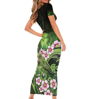 New Zealand Aotearoa Kakapo Family Matching Short Sleeve Bodycon Dress and Hawaiian Shirt Maori Pattern With Manuka Galaxy Style - Polynesian Pride