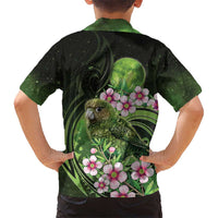 New Zealand Aotearoa Kakapo Family Matching Summer Maxi Dress and Hawaiian Shirt Maori Pattern With Manuka Galaxy Style LT05 - Polynesian Pride