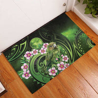 New Zealand Aotearoa Kakapo Rubber Doormat Maori Pattern With Manuka Galaxy Style - Polynesian Pride