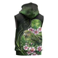 New Zealand Aotearoa Kakapo Sleeveless Zip Hoodie Maori Pattern With Manuka Galaxy Style LT05 - Polynesian Pride