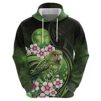New Zealand Aotearoa Kakapo Zip Hoodie Maori Pattern With Manuka Galaxy Style - Polynesian Pride