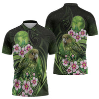 New Zealand Aotearoa Kakapo Zipper Polo Shirt Maori Pattern With Manuka Galaxy Style LT05 - Polynesian Pride