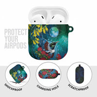 New Zealand Tui Bird AirPods Case Maori Koru With Pohutukawa Galaxy Style LT05 - Polynesian Pride