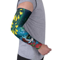 New Zealand Tui Bird Arm Sleeves Maori Koru With Pohutukawa Galaxy Style - Polynesian Pride