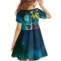 New Zealand Tui Bird Family Matching Mermaid Dress and Hawaiian Shirt Maori Koru With Pohutukawa Galaxy Style LT05 - Polynesian Pride