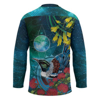New Zealand Tui Bird Hockey Jersey Maori Koru With Pohutukawa Galaxy Style LT05 - Polynesian Pride