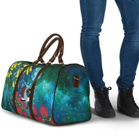 New Zealand Tui Bird Travel Bag Maori Koru With Pohutukawa Galaxy Style - Polynesian Pride