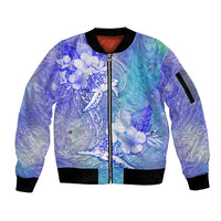 Couple Blue Sea Turtle Heart Love Sleeve Zip Bomber Jacket LT05 Unisex Blue - Polynesian Pride