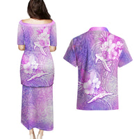 Couple Sea Turtle Love Give Us A Fairytale Couples Matching Puletasi Dress and Hawaiian Shirt LT05 - Polynesian Pride