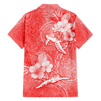 Polynesia Sea Turtle Couple Family Matching Off Shoulder Short Dress and Hawaiian Shirt Happy Valentine Day Red LT05 - Polynesian Pride