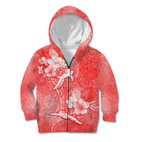 Polynesia Sea Turtle Couple Kid Hoodie Happy Valentine Day Red LT05 Zip Hoodie Red - Polynesian Pride