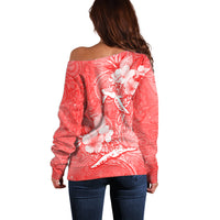 Polynesia Sea Turtle Couple Off Shoulder Sweater Happy Valentine Day Red LT05 - Polynesian Pride