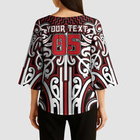Custom Aotearoa Ngapuhi Kimono Sleeve Blouse Maori Tribal Pattern Mix Poutama